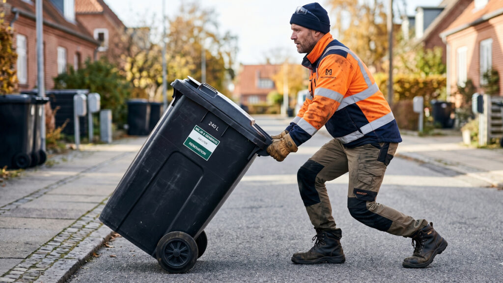 Korrekt løfteteknik til fysisk test skraldemand. Bliv skraldemand ved at vise arbejdsgiveren god ergonomi og sikkerhed under den praktiske prøve.