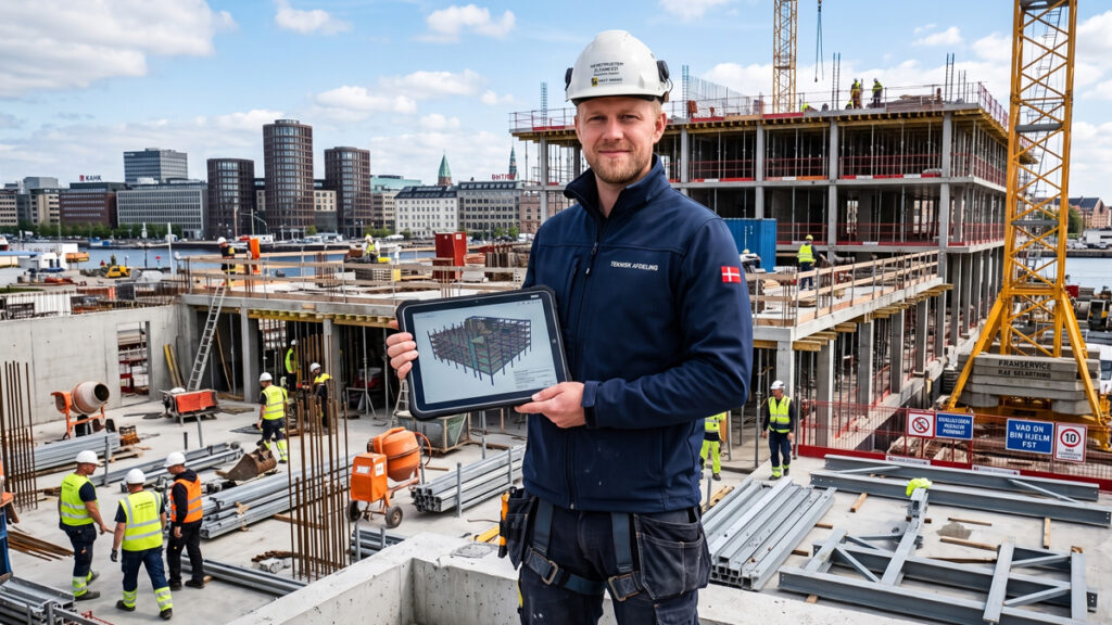 Bygningskonstruktør løn 2026: Den komplette guide til din indtjening i branchen En professionel bygningskonstruktør på en moderne byggeplads vurderer projektets økonomi. En gennemsnitlig bygningskonstruktør løn afspejler det store ansvar for budgetter og udførelse.